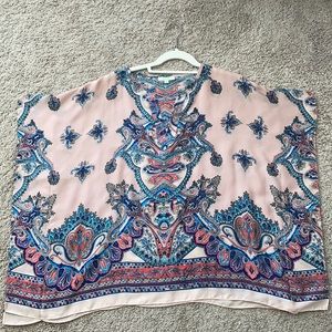 Jade pink silk blouse, size small.